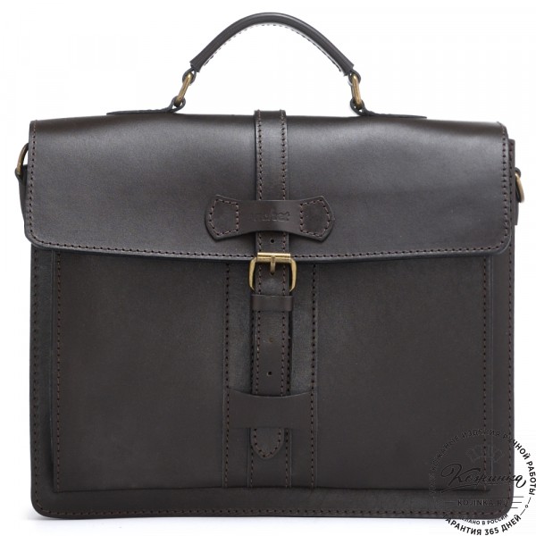 Мужской кожаный портфель "Премьер" (тёмно-коричневый). фото 1